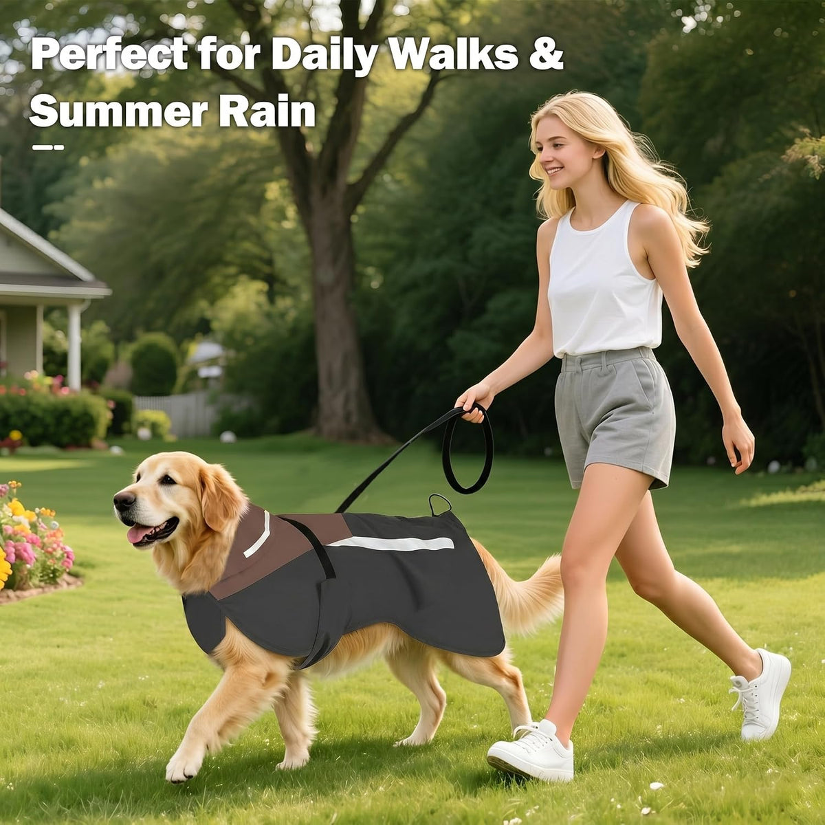 Folded packable pet raincoat for travel and monsoon walks