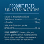 L-theanine and whey protein concentrate dog calming support close up view.