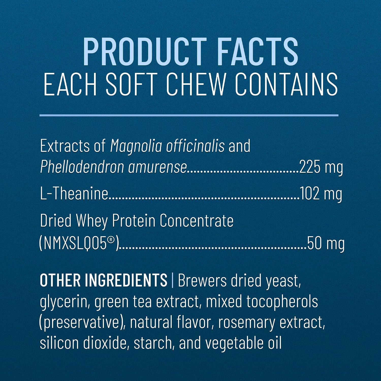 L-theanine and whey protein concentrate dog calming support close up view.