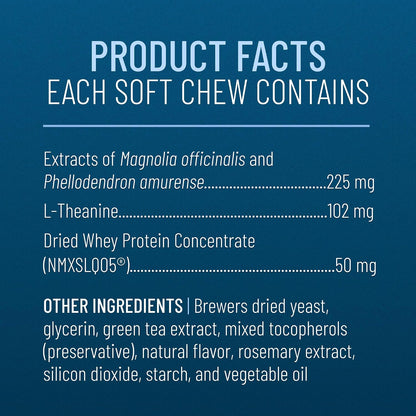L-theanine and whey protein concentrate dog calming support close up view.