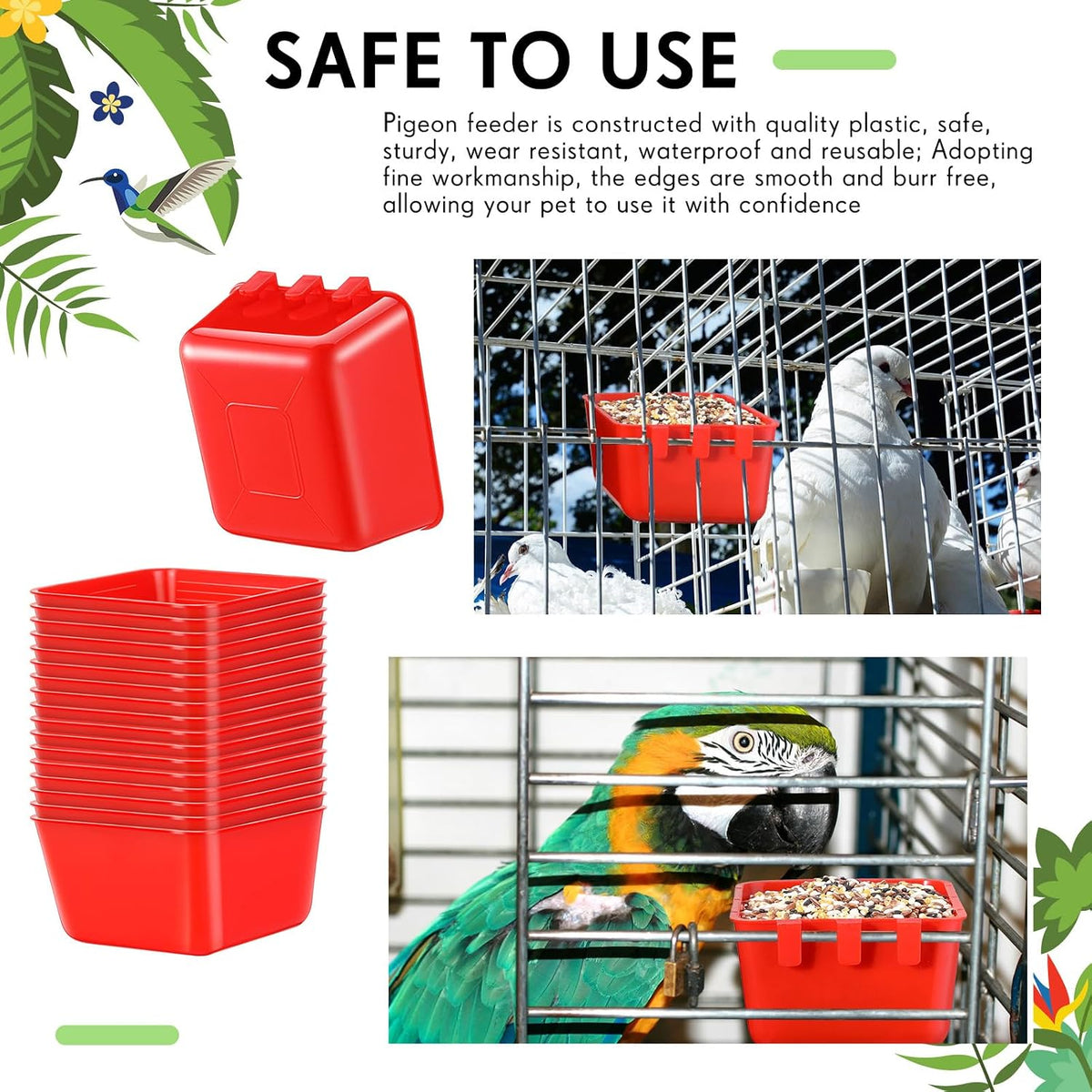 Hanging food and water bowl for pigeons and parrots