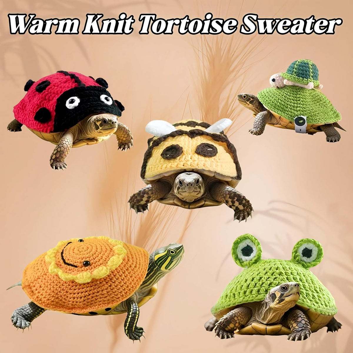 Warm Knit Tortoise Sweater, Handmade Turtle Sweater Small Animal Sweater Pet Shell Decoration Outfit Turtle Clothes Tortoise Costume for Christmas Party Cosplay Photo Shoot-Beatles,M - Image 9