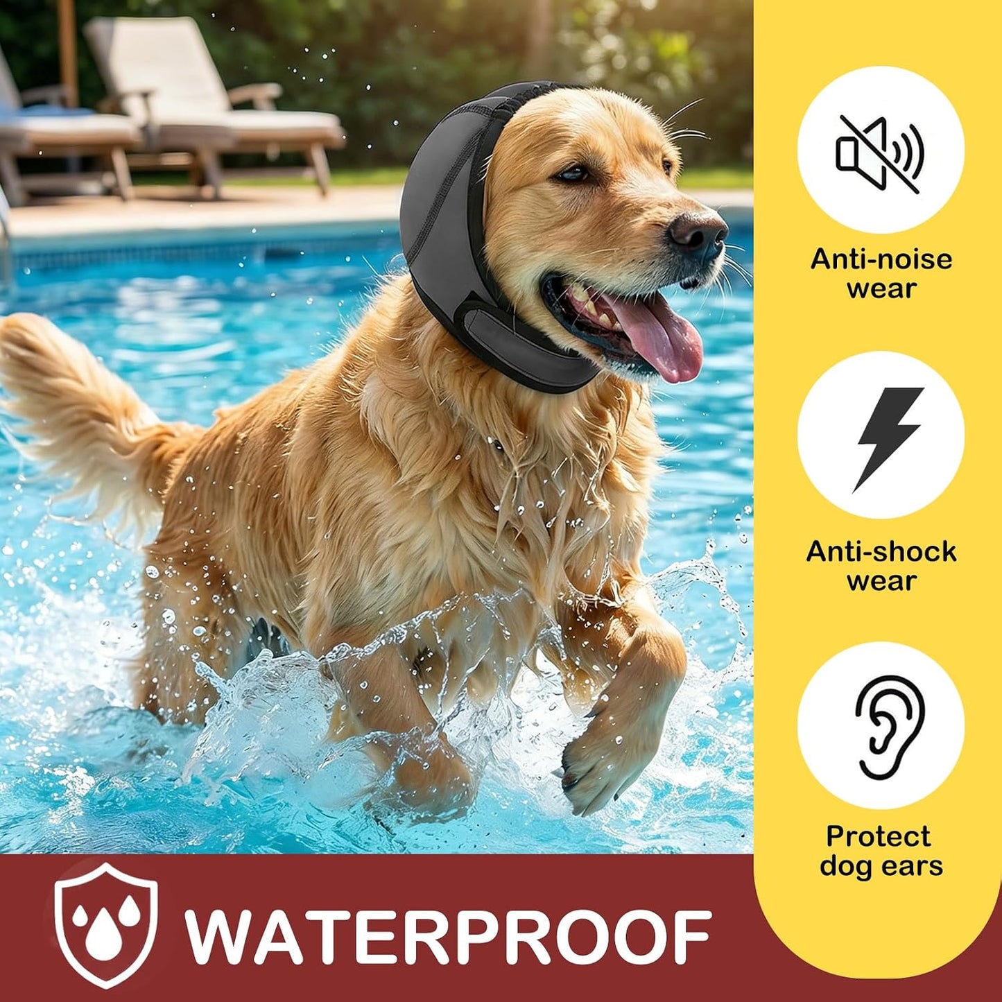 Faluckyy sound-absorbing ear covers for dogs protecting against fireworks and thunderstorm noise anxiety.