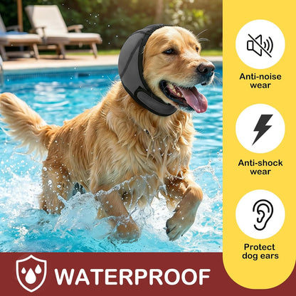 Faluckyy sound-absorbing ear covers for dogs protecting against fireworks and thunderstorm noise anxiety.