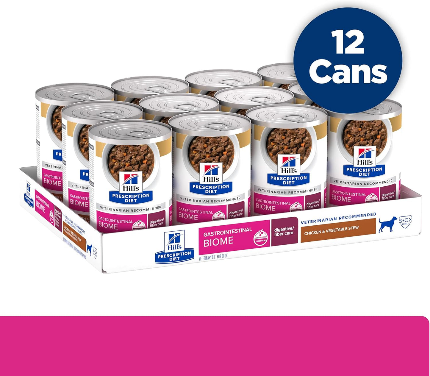 Hill's Prescription Diet Gastrointestinal Biome therapeutic wet dog food formula text close up