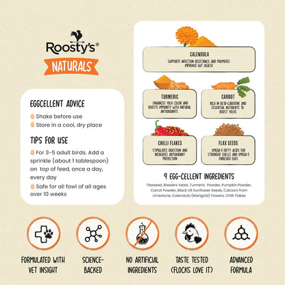 Roosty's Gold Dust Daily Egg Booster - Golden Yolks and Stronger Shells - All Natural Omega-3 Rich - US Made Chicken Supplement - Chicken Health Supplies - Image 9