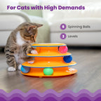 Catstages Tower Of Tracks orange cat toy with spinning balls
