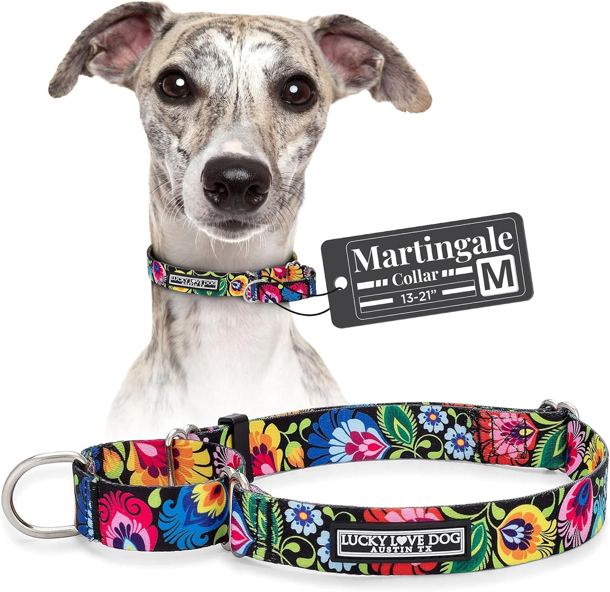 Lucky Love Dog Martingale Dog Collar Blackbird front view premium pet training gear.
