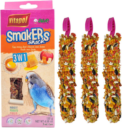 A&E Cage Company Smakers parakeet treat sticks 3-in-1 mix pack front view