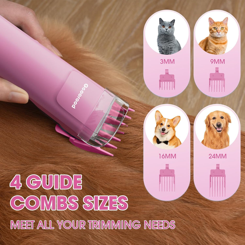 Close-up of the adjustable temperature control buttons on the geoorood pink dog dryer.