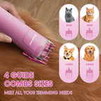 Close-up of the adjustable temperature control buttons on the geoorood pink dog dryer.
