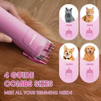 Close-up of the adjustable temperature control buttons on the geoorood pink dog dryer.