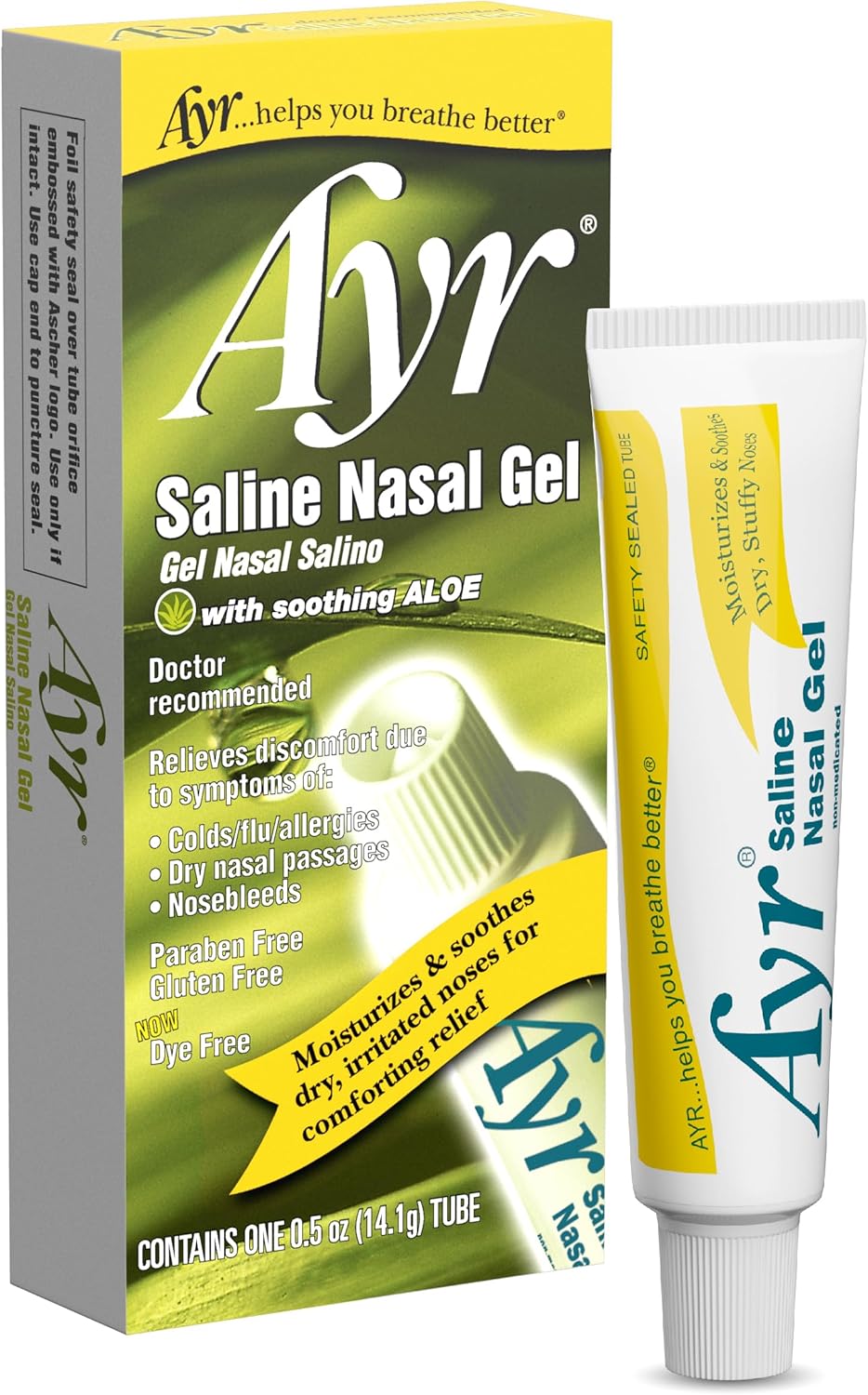 Ayr Saline Nasal Gel, With Soothing Aloe, 0.5 Ounce Tube - Image 1