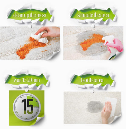 Max strength pet stain remover eliminating organic residue on hardwood and tile floors