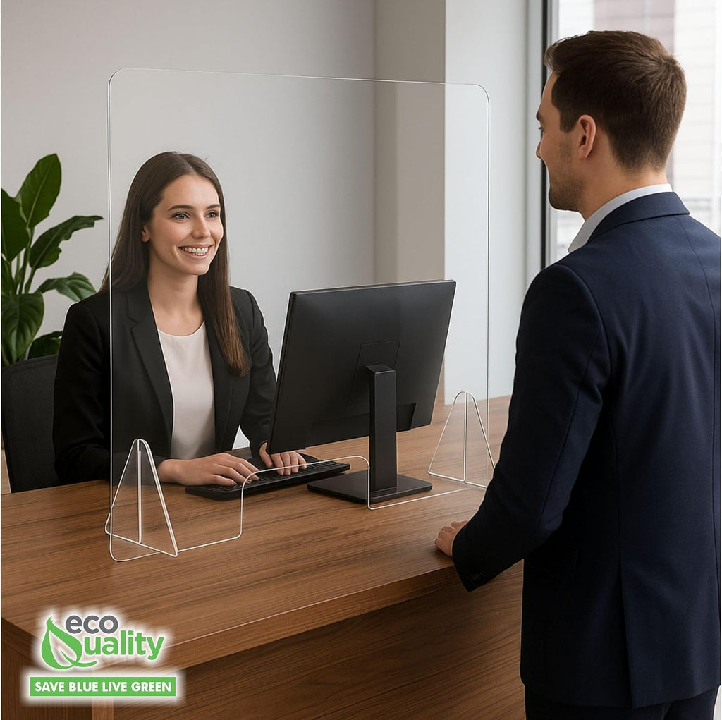 EcoQuality Inc impact resistant 4mm thick acrylic splash guard screen close up view