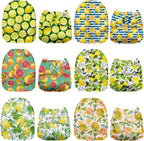 Mama Koala 1.0 pocket cloth diaper front view with citrus fruit pattern