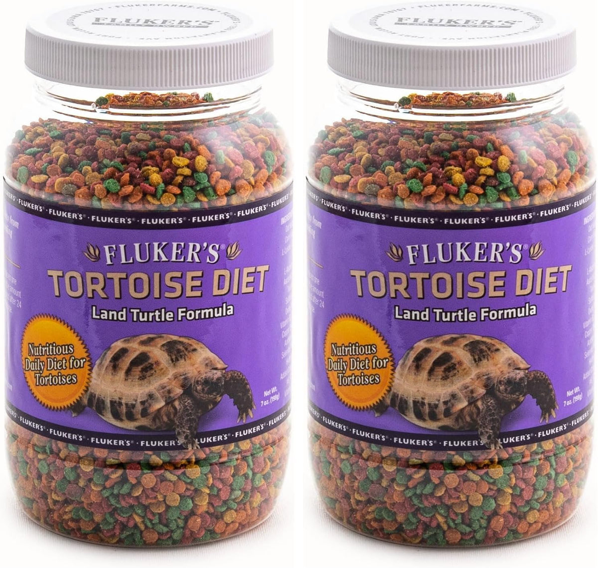 Complete set of Fluker's tortoise food container packaging