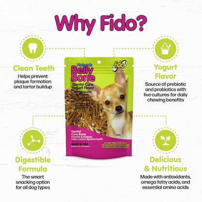 Fido Belly Bones for Dogs, Mini - 100 Count - Yogurt-Flavor Dental Treats for Small Dogs - Plaque & Tartar Control for Fresh Breath - Digestive Support - Made in USA - Image 3