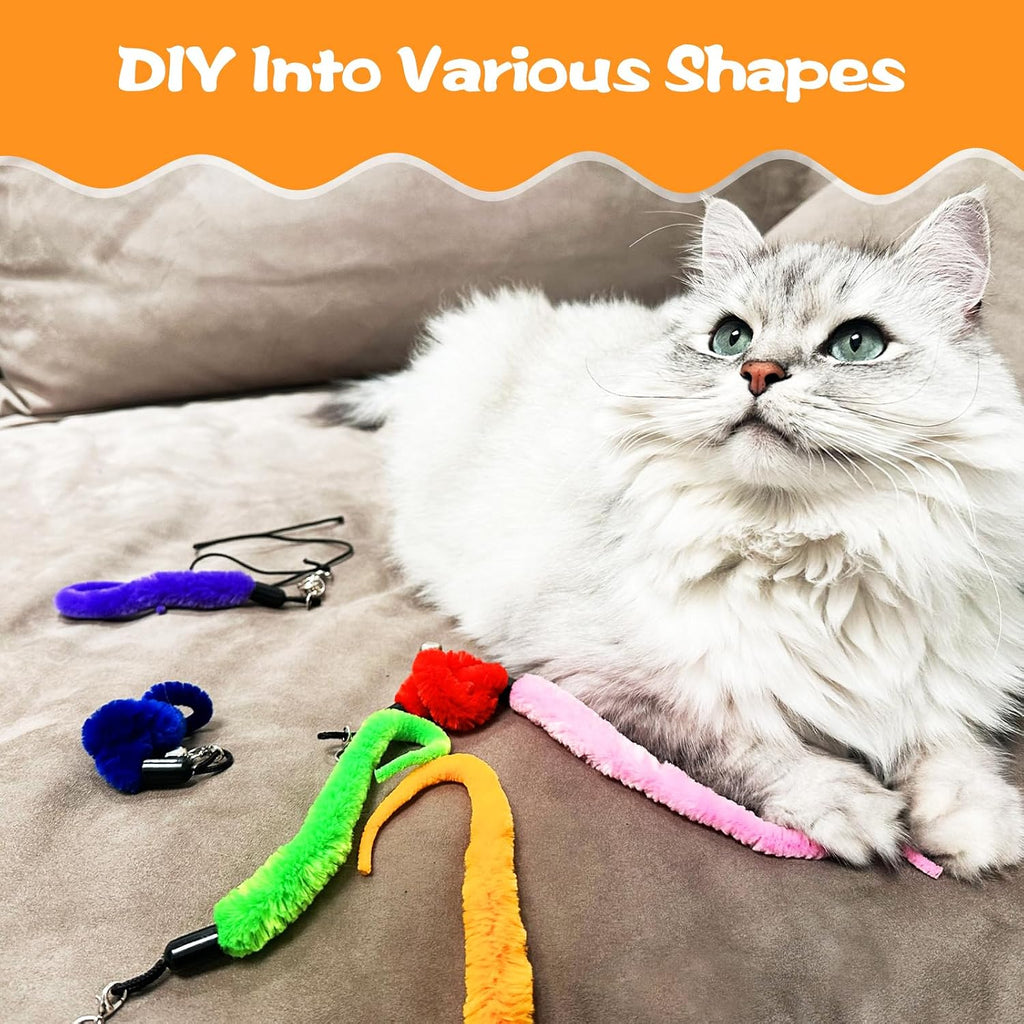 Close up view of the durable eye-hook loop on the Kerros caterpillar cat toy
