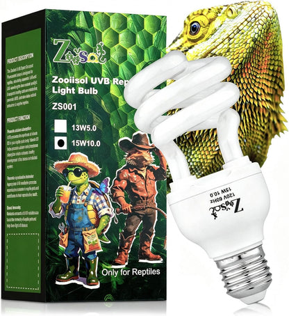 Lucky Herp UVB reptile light bulb front view for desert terrarium setups