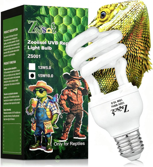 Lucky Herp UVB reptile light bulb front view for desert terrarium setups