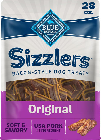 Blue Buffalo Sizzlers Natural Soft Dog Treats, Bacon-Style Soft-Moist Dog Treats with Real USA Pork, Original Flavor, 6-oz Bag - Image 14