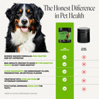 Authentic imported USA pet supplements container showing feeding guidelines and weight charts.