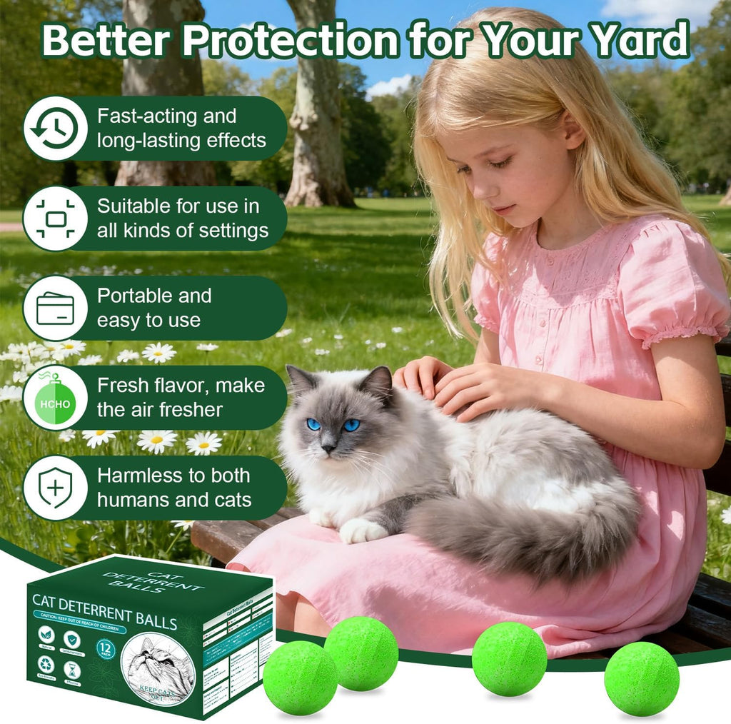Close up of Ialterll cat repellent ball and mesh packaging