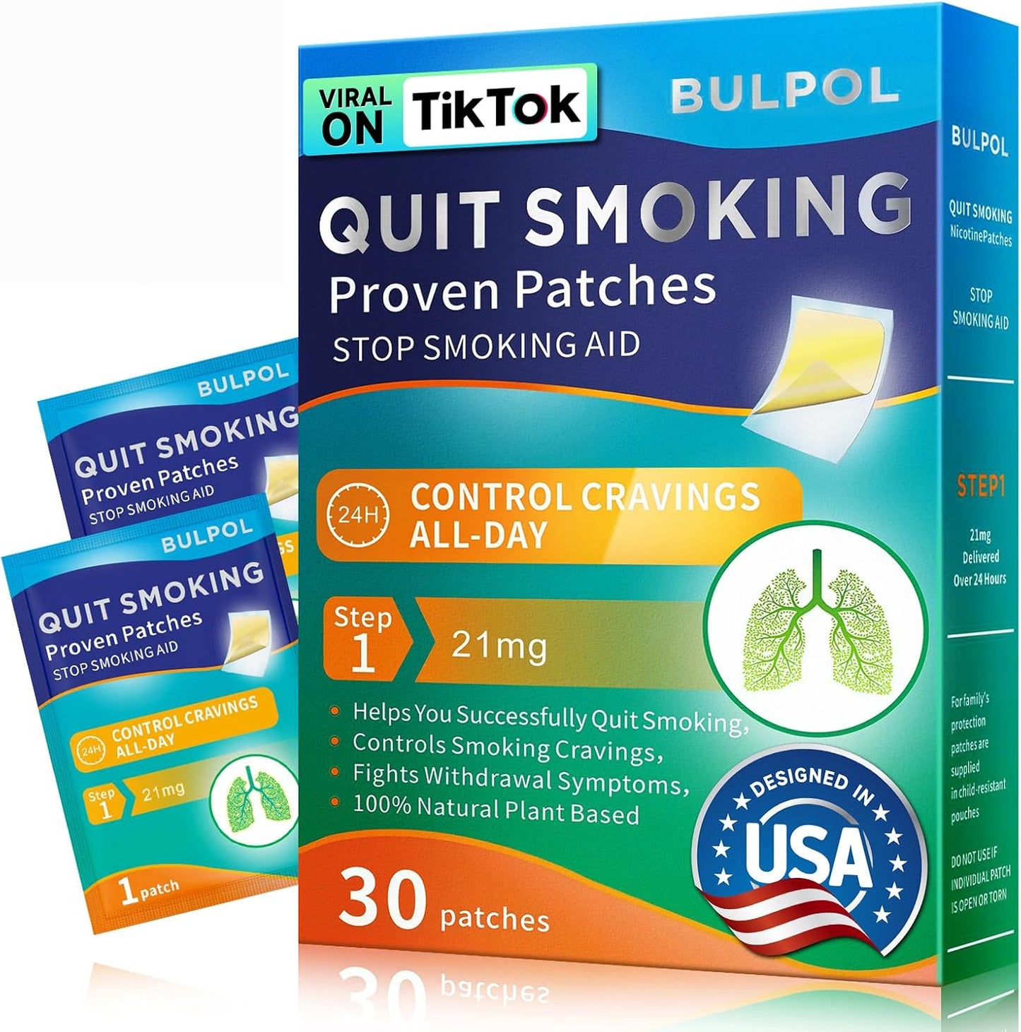 WHLH And Well-Being BULPOL Nicotine Patches Step 1 front packaging showing 30 count box