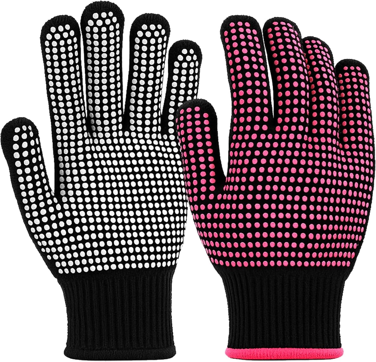 Teenitor heat resistant gloves front view showing rose red and white silicone bumps layout.