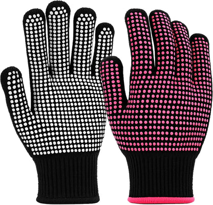 Teenitor heat resistant gloves front view showing rose red and white silicone bumps layout.