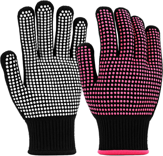 Teenitor heat resistant gloves front view showing rose red and white silicone bumps layout.