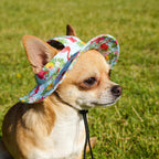 Back view of pet bucket hat with drawstrings