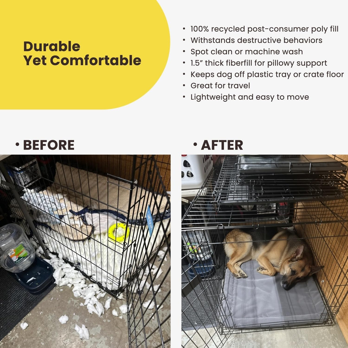 K9 Ballistics crate pad inside a wire kennel showing fit