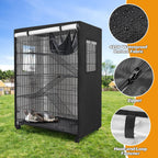 Black outdoor cat playpen shield showing secure hook and loop fasteners