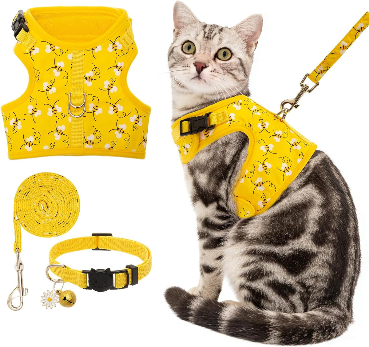 BINGPET Cat Harness and Leash Set Escape Proof, Fashionable Adjustable Mesh Harness for Walking, Soft Cute Breathable Easy Control Cat Vest for Kitten Puppy Small Medium Large Cats - Image 11