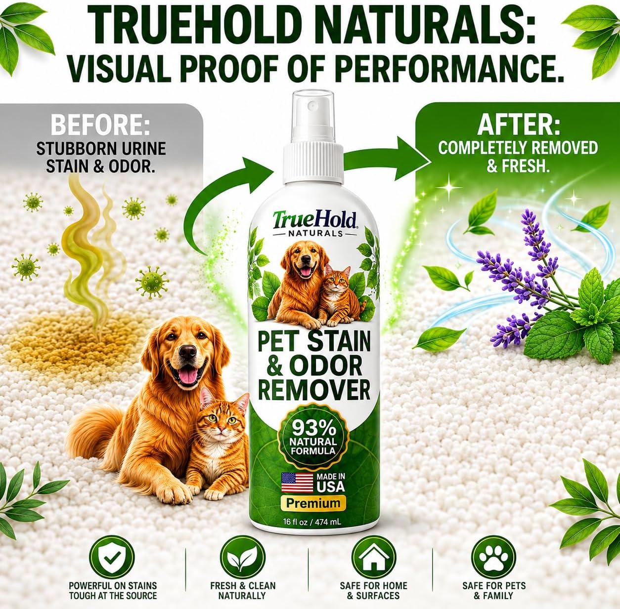 Bio enzymatic urine destroyer spray for hardwood floors and rugs
