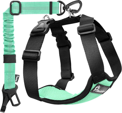 Pawaboo Dog Seat Belt Harness for Car, Dog Car Harness Seatbelt with Double Clips, Adjustable Breathable Pet Vest & Dogs Safety Tether with Elastic Bungee for Small Medium Large Pet, L, Black - Image 10