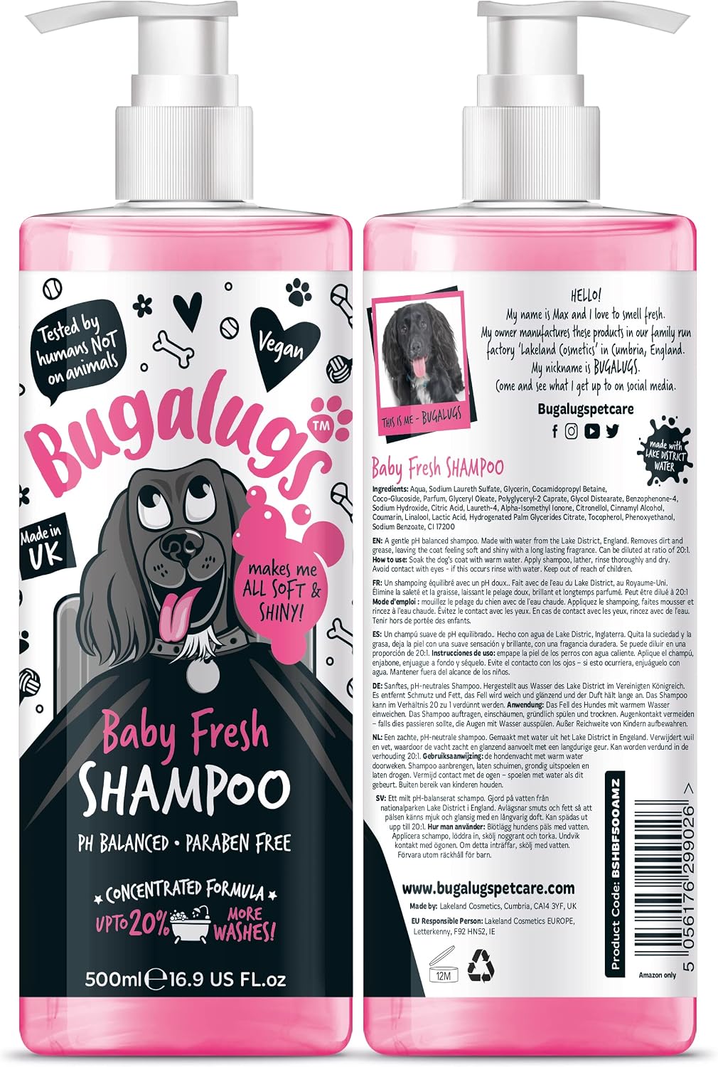 Bugalugs professional dog grooming shampoo for smelly dogs