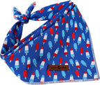Lionet Paws summer popsicle print pet bib folded nicely to demonstrate its adjustable sizing capability.