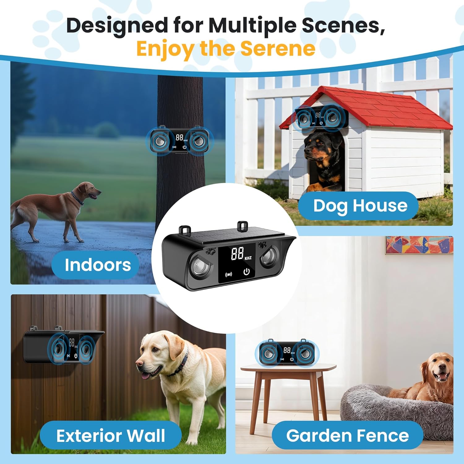 Solar Ultrasonic Dog Bark Deterrent Device, Outdoor Waterproof Anti Barking Device for Dogs with 50ft Range, Sonic Bark Deterrent for Small Medium Large Dogs for Indoor and Outside Use - Image 5