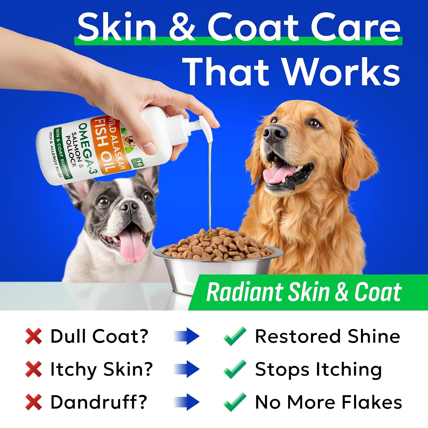 BARK&SPARK Omega fatty acids EPA and DHA supplement showing packaging details for pet care