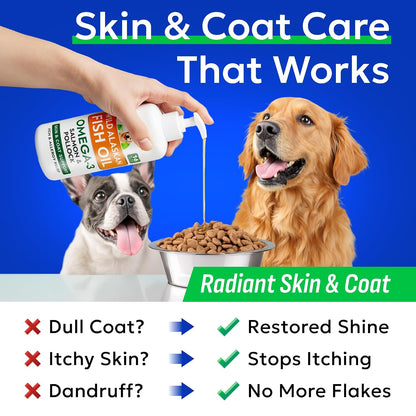 BARK&SPARK Omega fatty acids EPA and DHA supplement showing packaging details for pet care