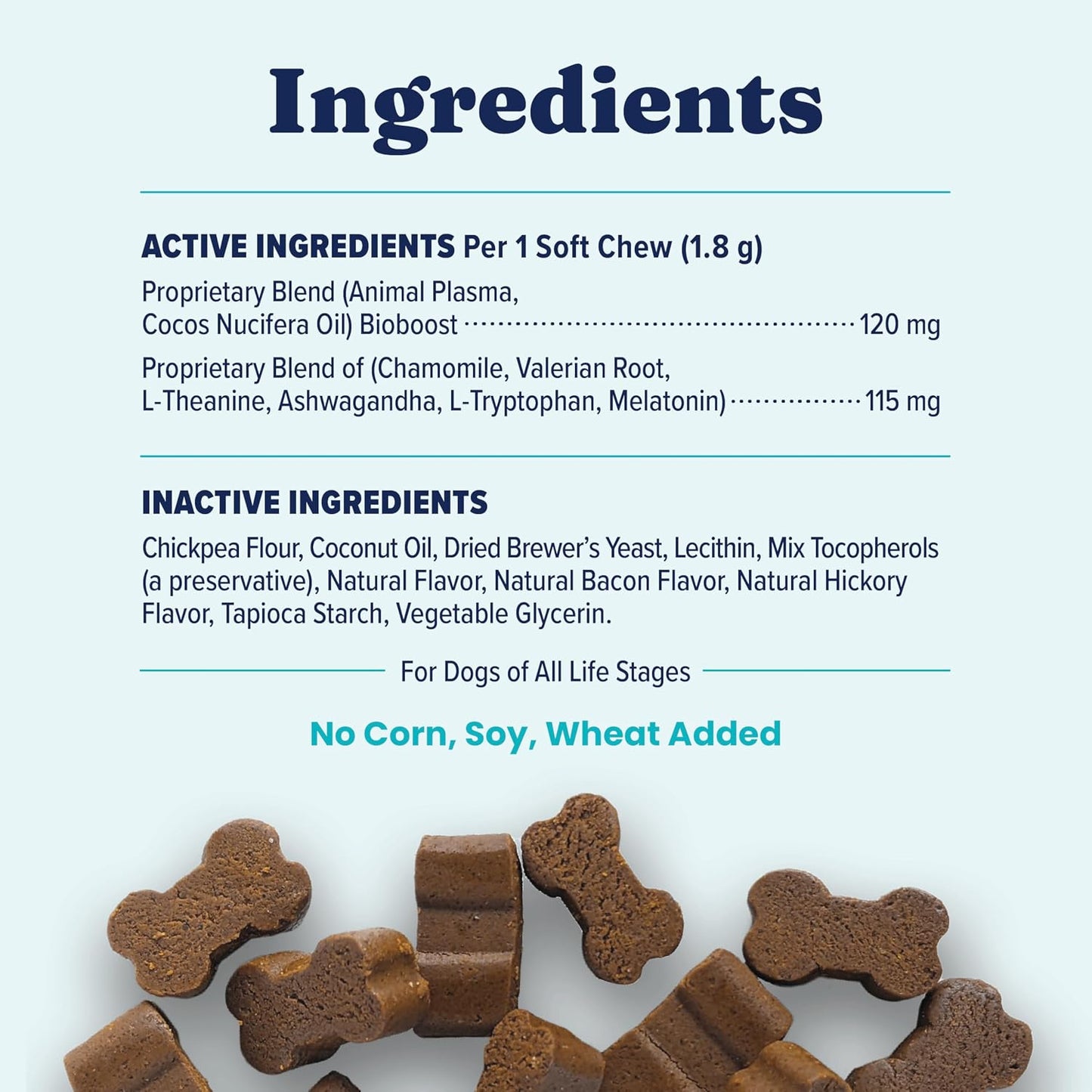 Dog behavioral support supplement 120 count packaging