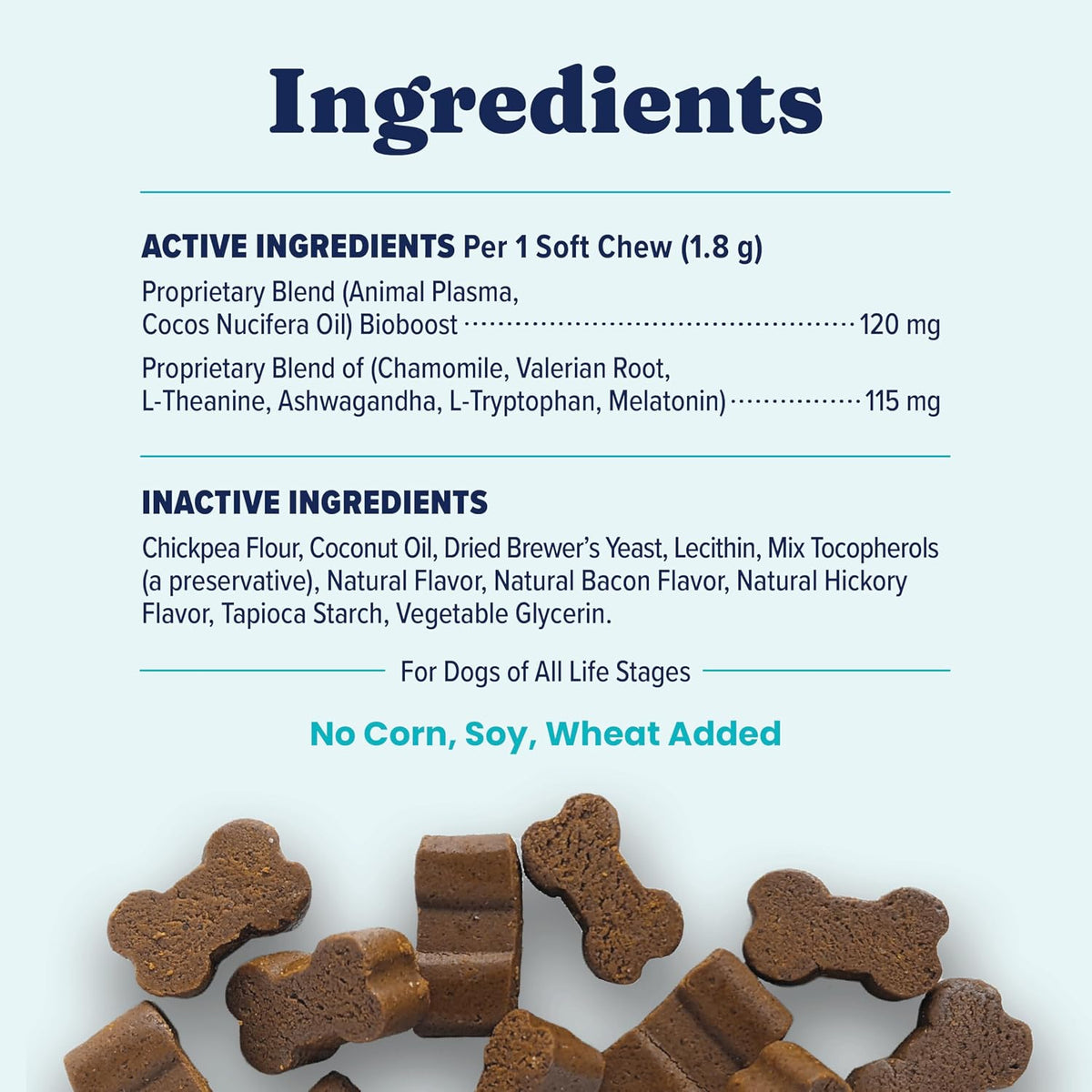 Dog behavioral support supplement 120 count packaging