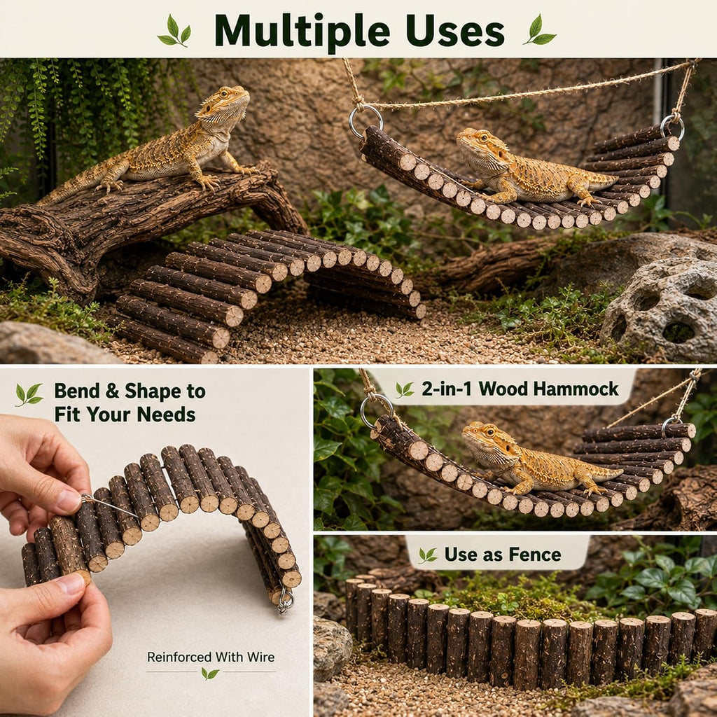 Runania flexible wooden bridge arch for reptile terrarium