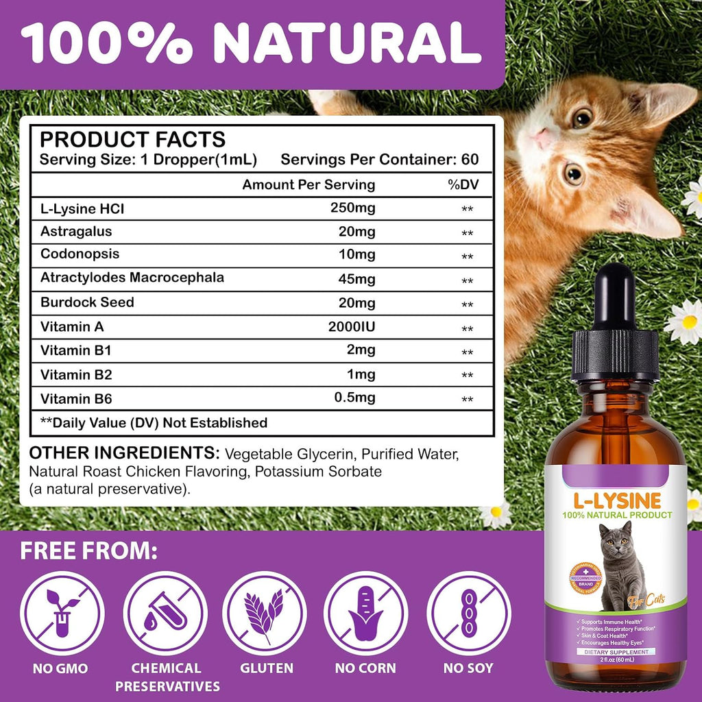 Cat Lysine Drops immune support label detail