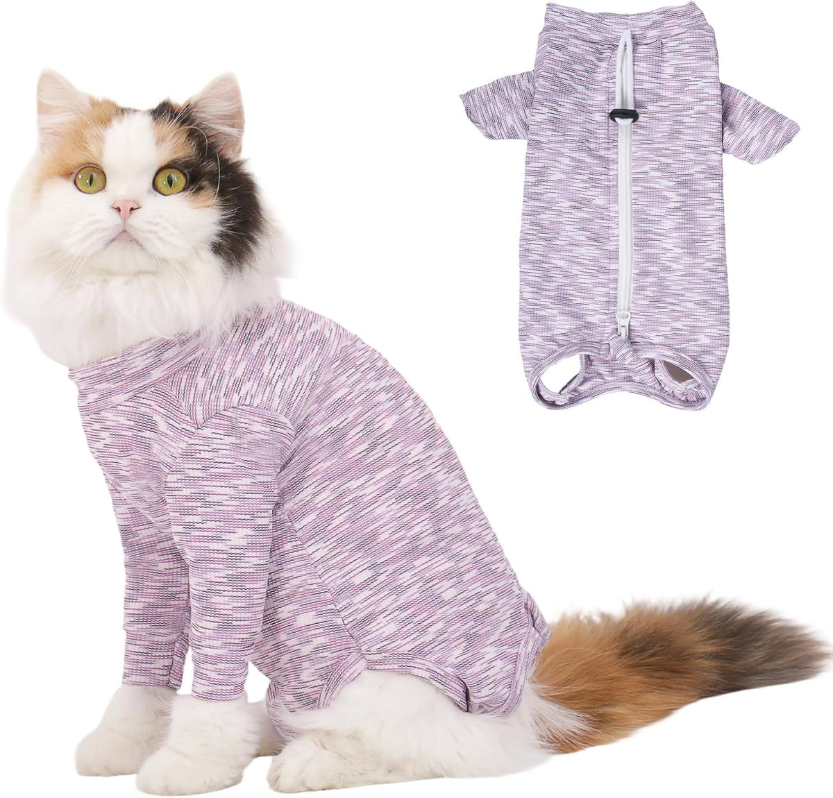 Feimax cat recovery suit front view for abdominal wounds