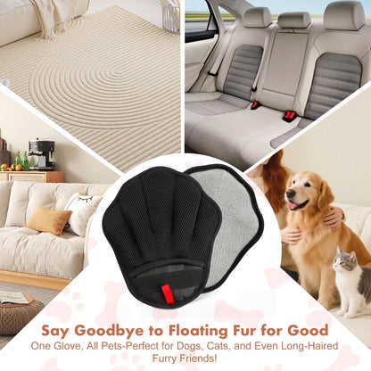 Static fur remover glove cleaning dog hair off carpet