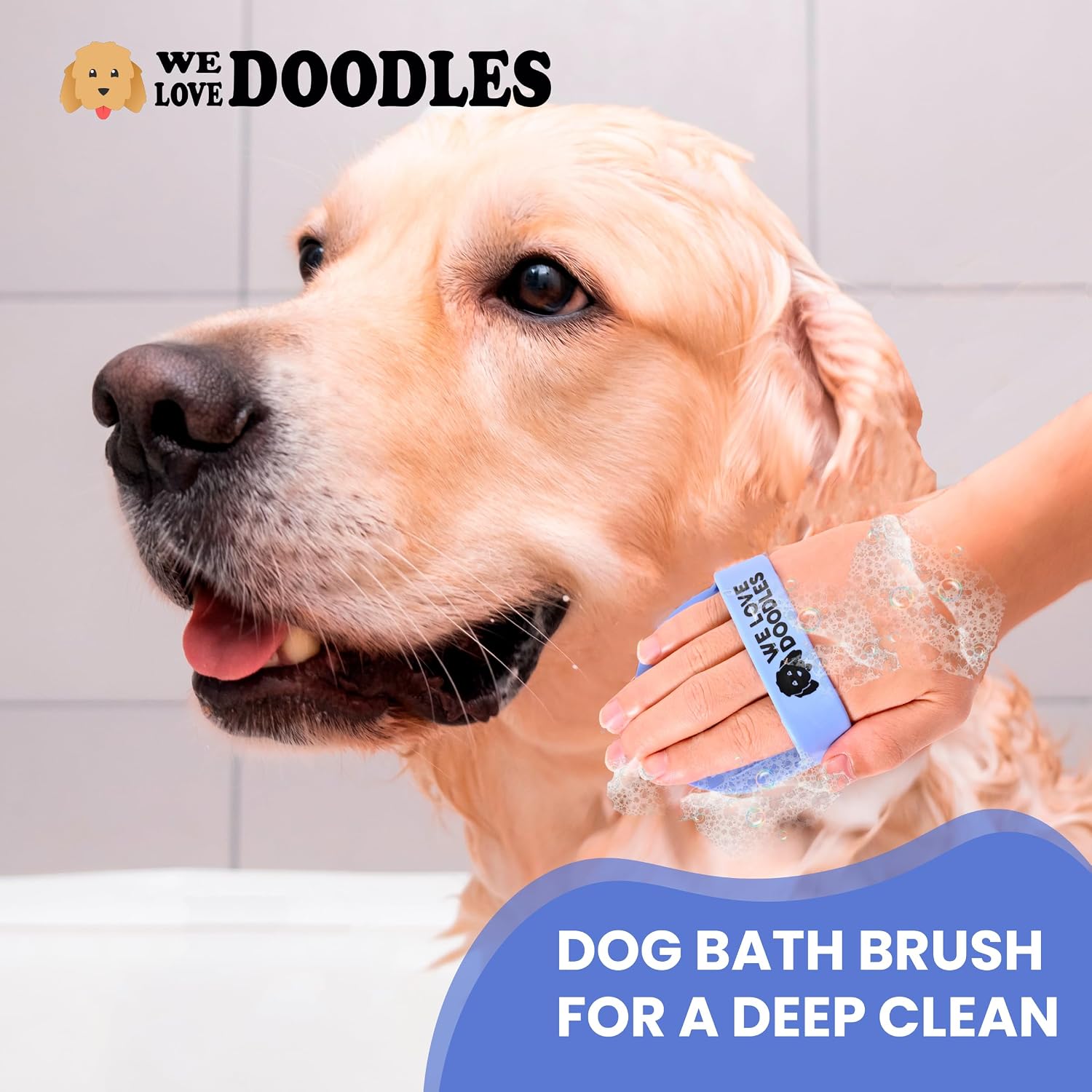 Imported USA pet grooming accessory showing flexible silicone de shedding bristles